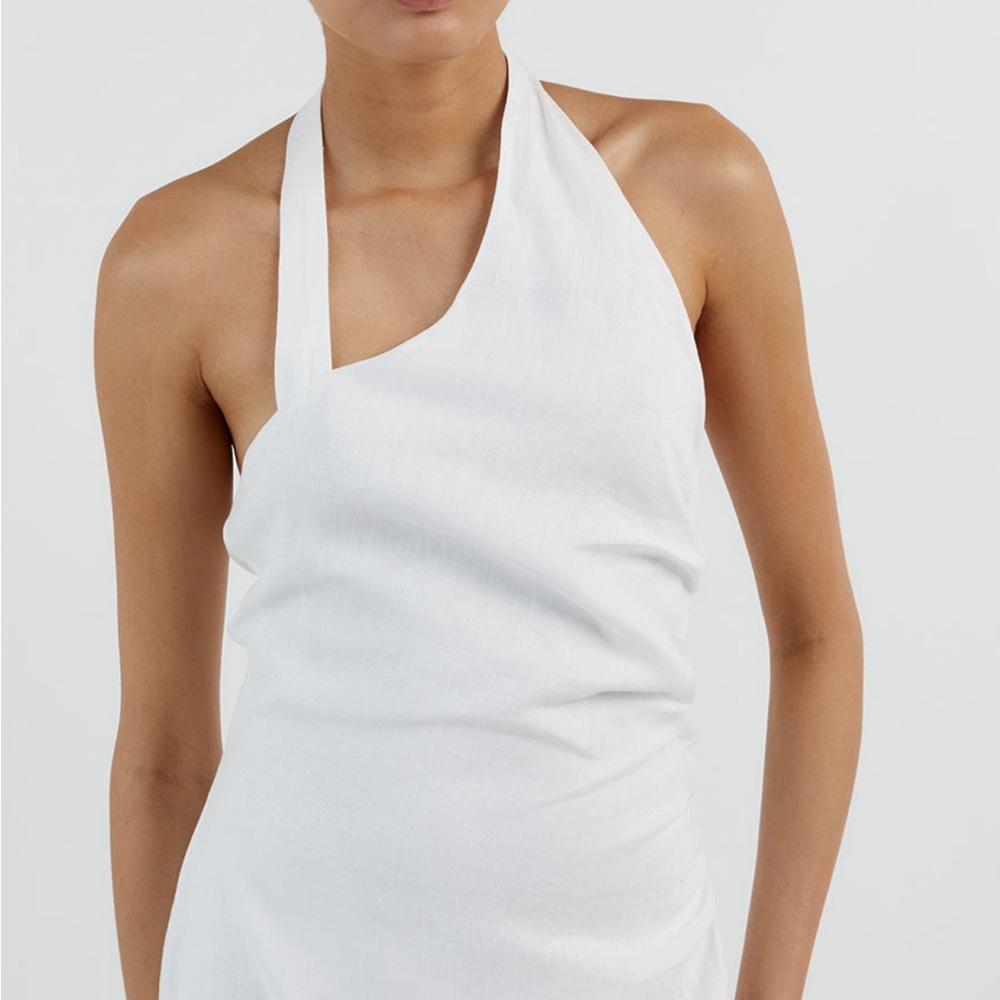 DISSH Zoey White Asym Linen Midi | white
